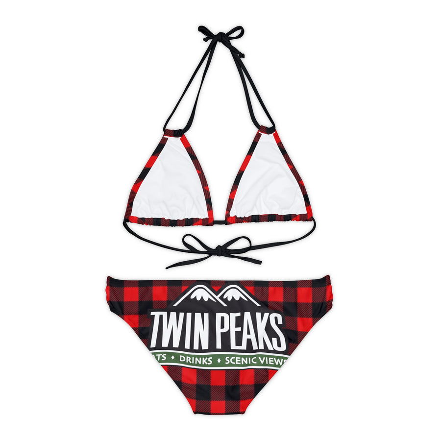 TWIN PEAKS BUFFALO PLAID/GREEN Strappy Bikini Set