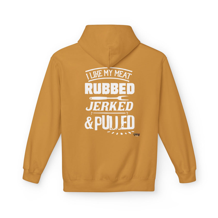 I LIKE MY MEAT RUBBED JERKED AND PULLED Softstyle Fleece Hoodie