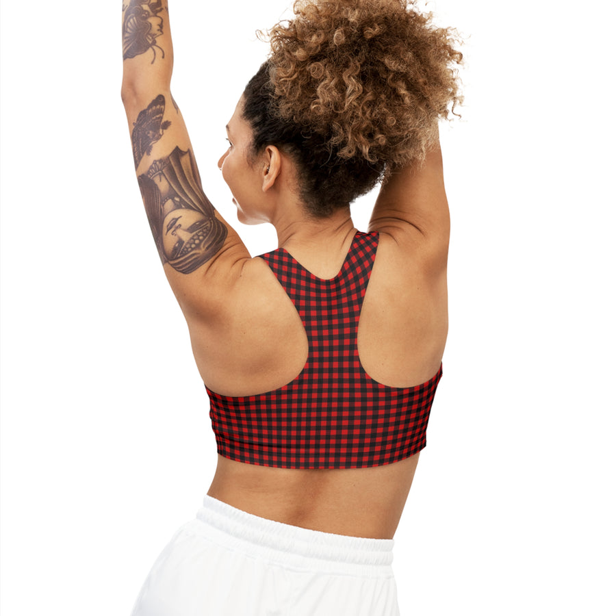 TWIN PEAKS BUFFALO PLAID/RED Seamless Sports Bra