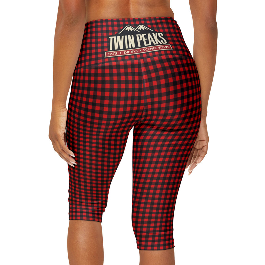 TWIN PEAKS BUFFALO PLAID/RED Yoga Capri Leggings
