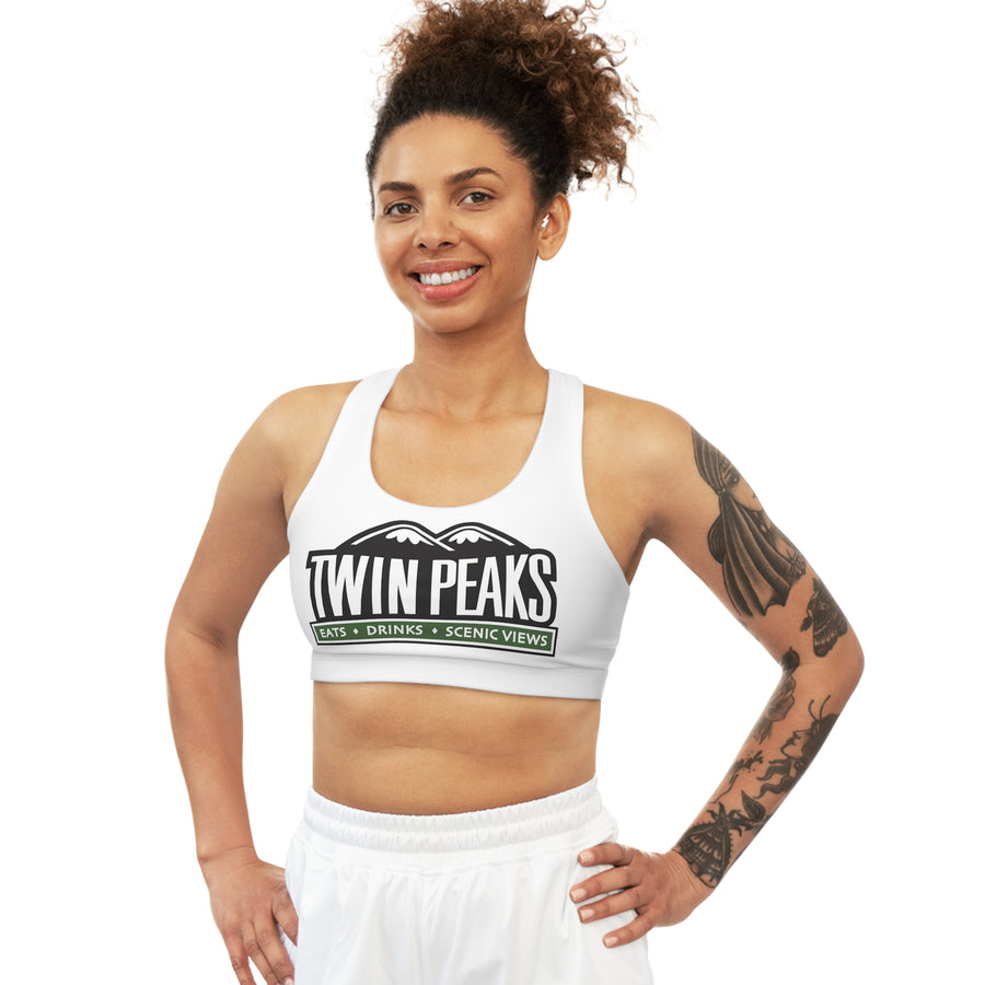 TWIN PEAKS WHITE/GREEN Seamless Sports Bra