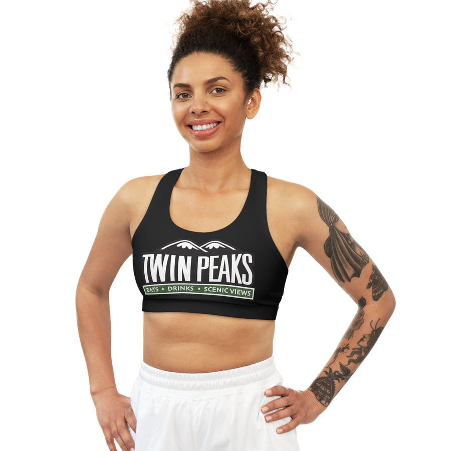 TWIN PEAKS BLACK/GREEN Seamless Sports Bra