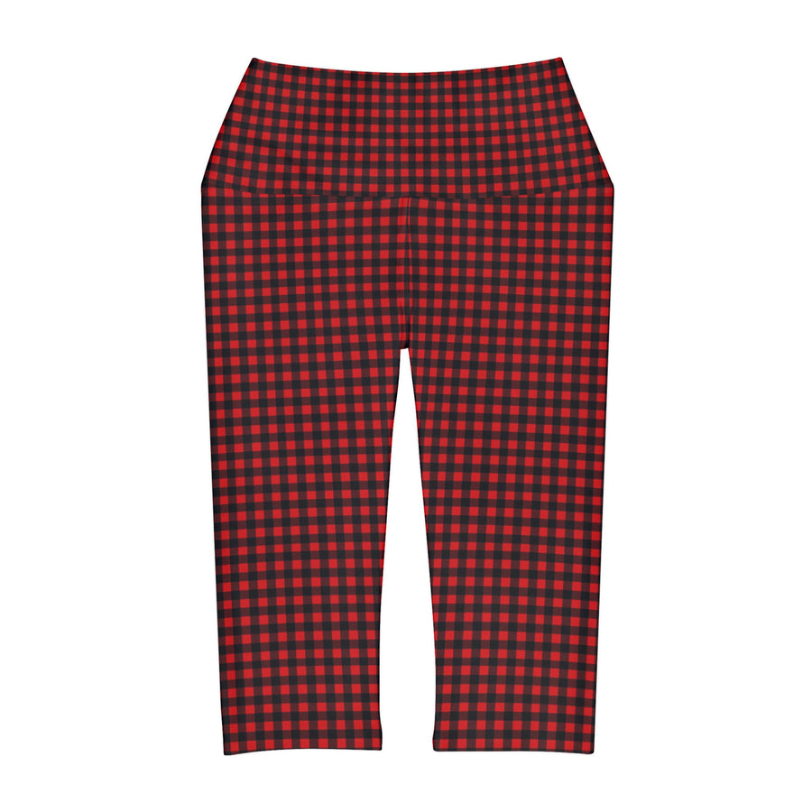TWIN PEAKS BUFFALO PLAID/RED Yoga Capri Leggings