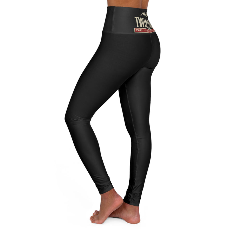 TWIN PEAKS BLACK/RED High Waisted Yoga Leggings