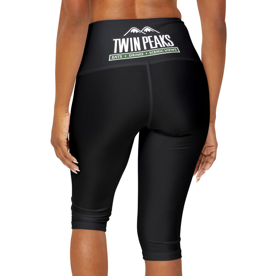 TWIN PEAKS BLACK/GREEN Yoga Capri Leggings