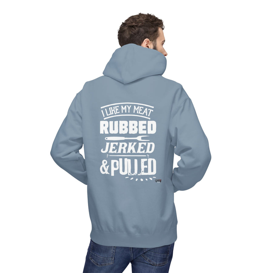 I LIKE MY MEAT RUBBED JERKED AND PULLED Softstyle Fleece Hoodie