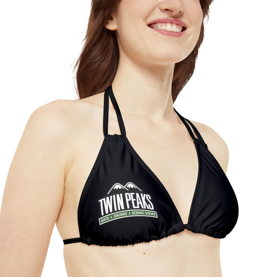 TWIN PEAKS BLACK/GREEN Strappy Bikini Set