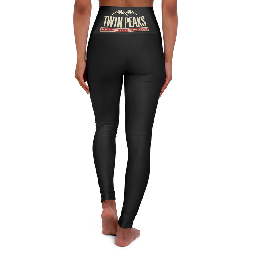 TWIN PEAKS BLACK/RED High Waisted Yoga Leggings