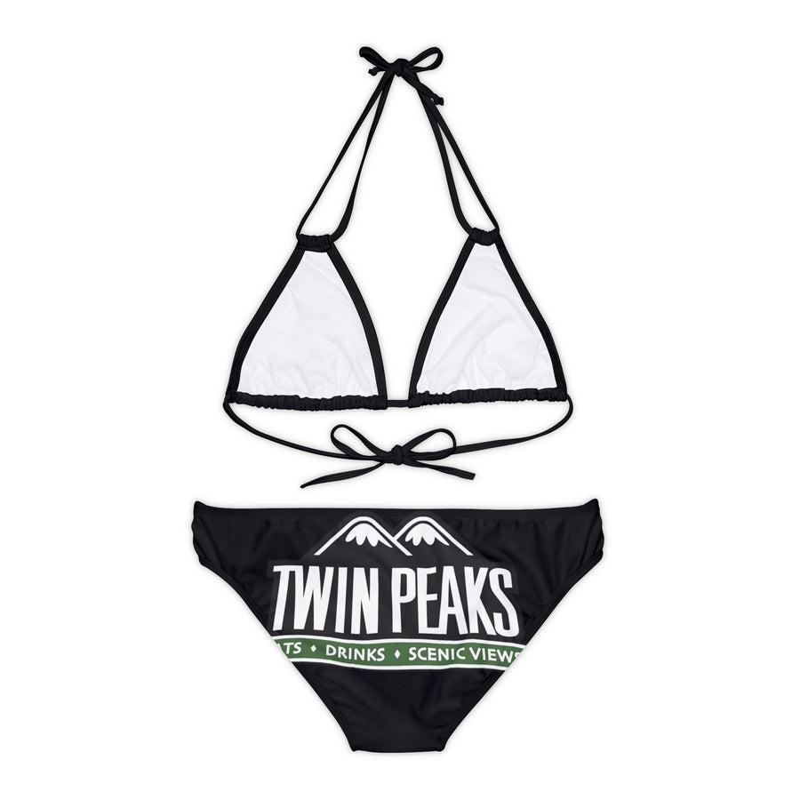 TWIN PEAKS BLACK/GREEN Strappy Bikini Set