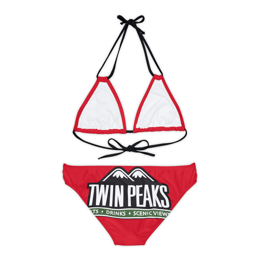 TWIN PEAKS RED/GREEN Strappy Bikini Set