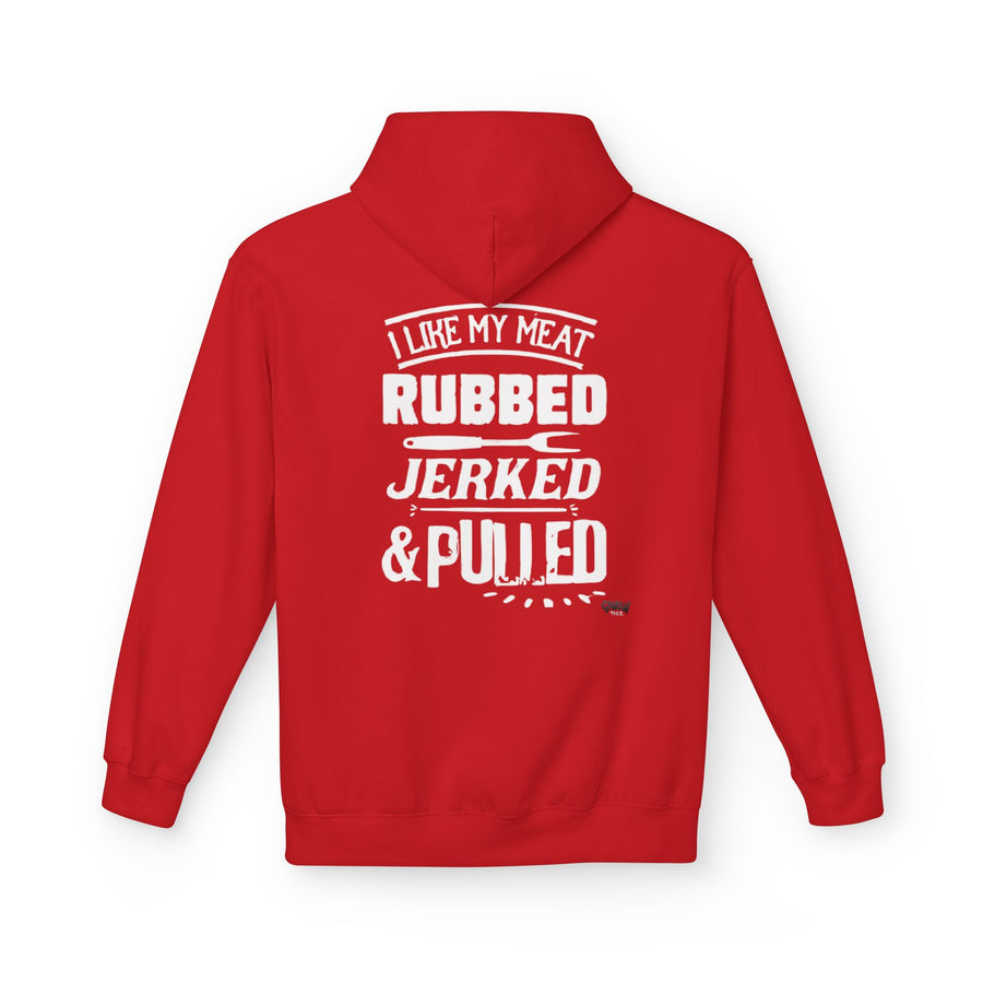 I LIKE MY MEAT RUBBED JERKED AND PULLED Softstyle Fleece Hoodie