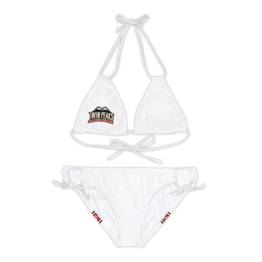 TWIN PEAKS WHITE/RED Strappy Bikini Set