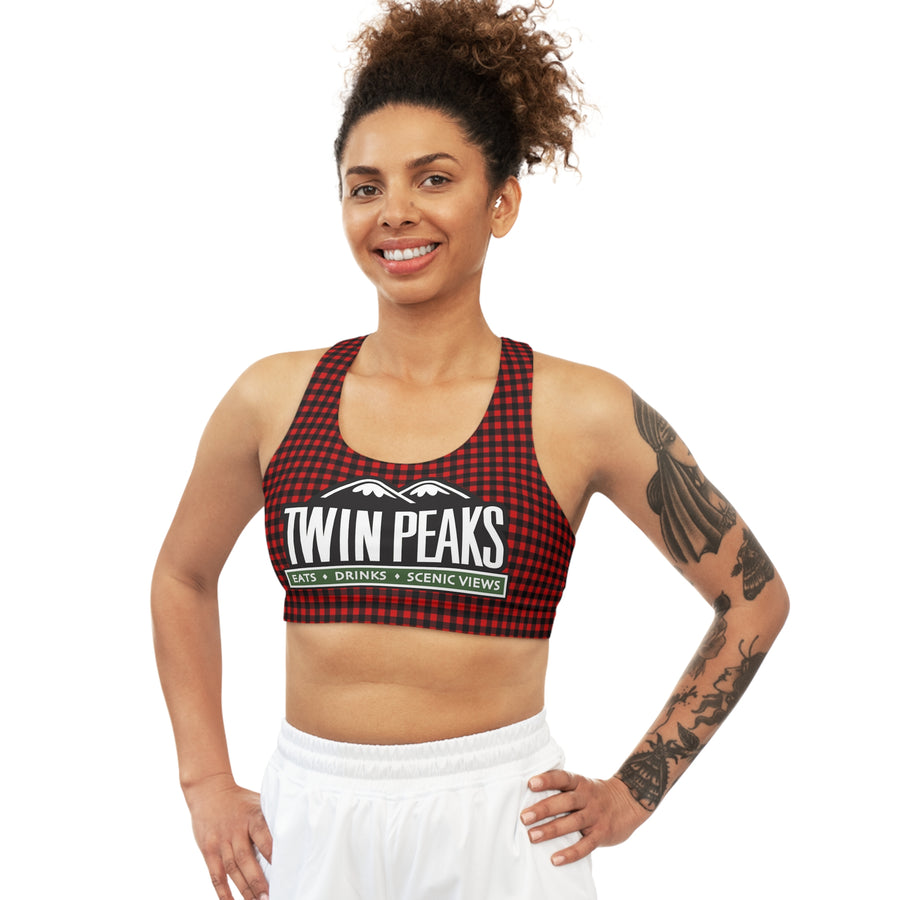 TWIN PEAKS BUFFALO PLAID/GREEN Seamless Sports Bra