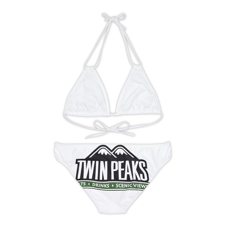 TWIN PEAKS WHITE/GREEN Strappy Bikini Set