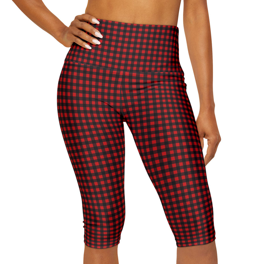 TWIN PEAKS BUFFALO PLAID/RED Yoga Capri Leggings