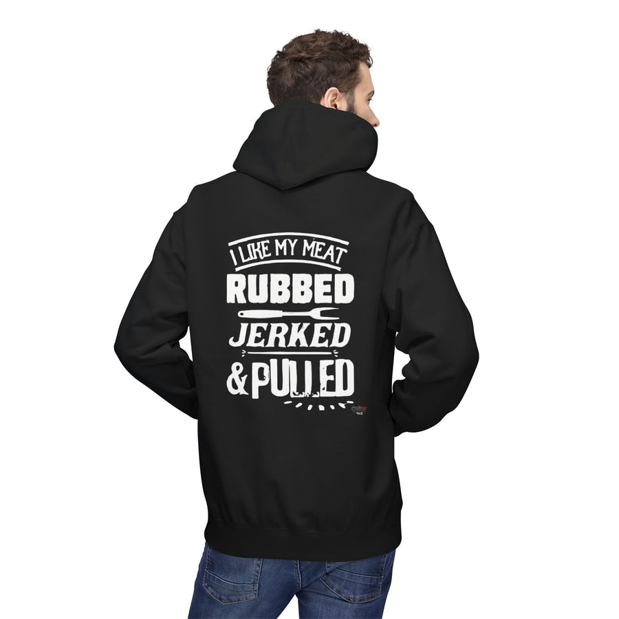 I LIKE MY MEAT RUBBED JERKED AND PULLED Softstyle Fleece Hoodie