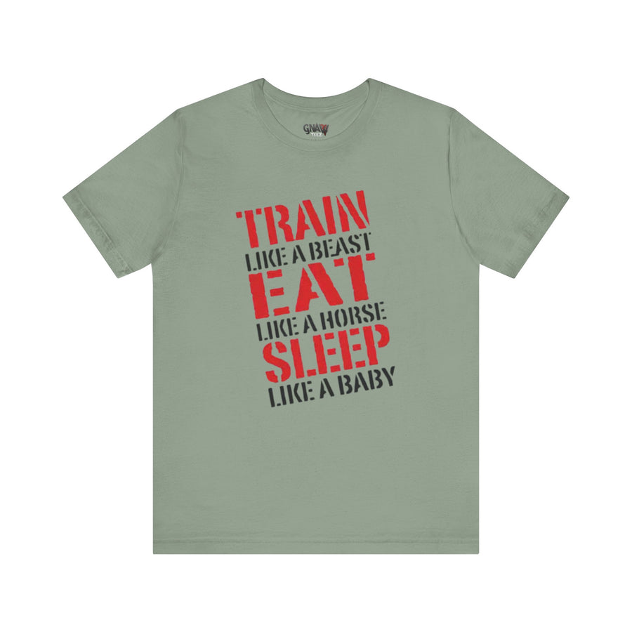 TRAIN LIKE A BEAST EAT LIKE A HORSE SLEEP LIKE A BABY