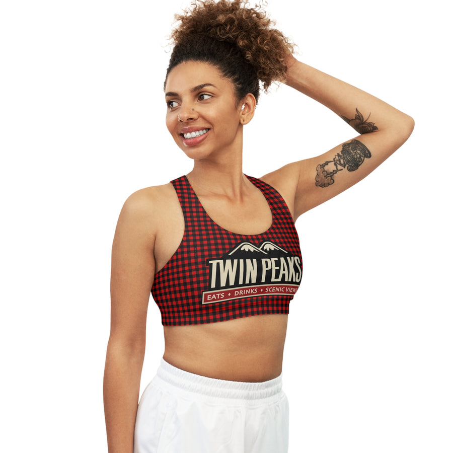 TWIN PEAKS BUFFALO PLAID/RED Seamless Sports Bra