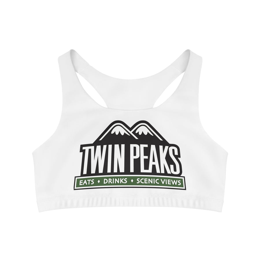 TWIN PEAKS WHITE/GREEN Seamless Sports Bra