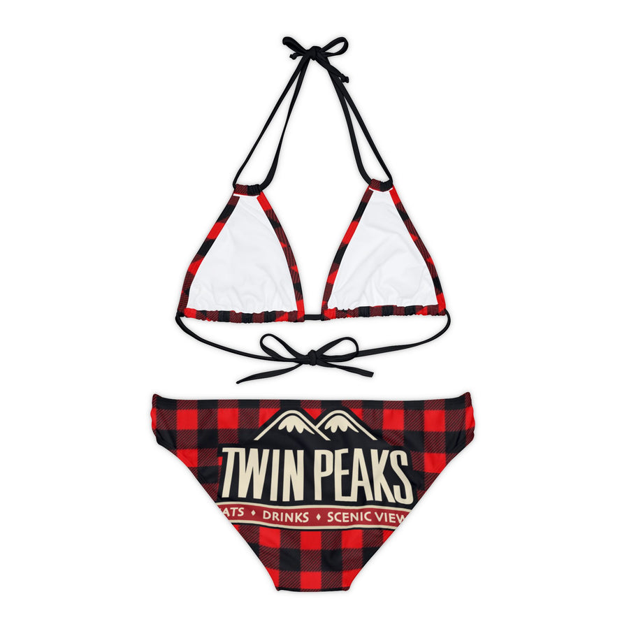 TWIN PEAKS BUFFALO PLAID/RED Strappy Bikini Set