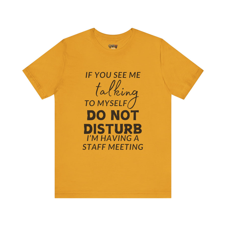IF YOU SEE ME TALKING TO MYSELF DO NOT DISTURB I'M HAVING A STAFF MEETING