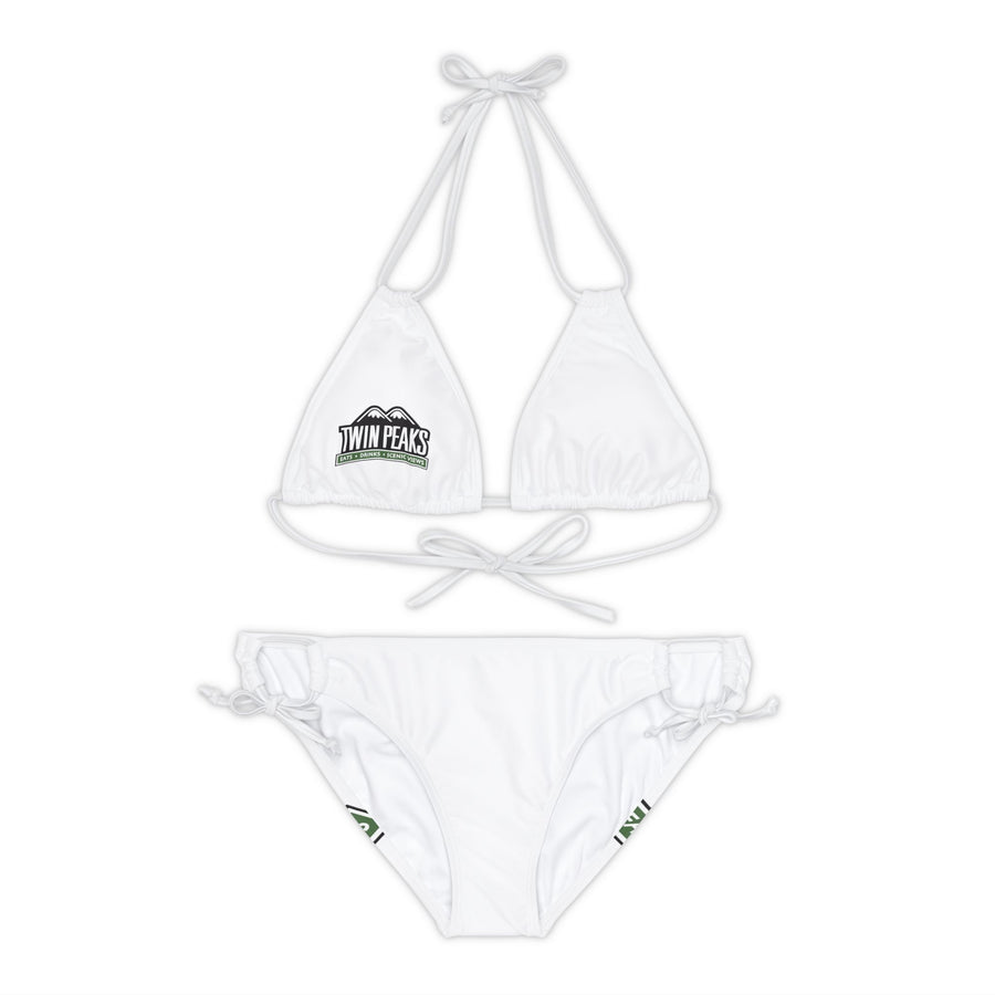 TWIN PEAKS WHITE/GREEN Strappy Bikini Set