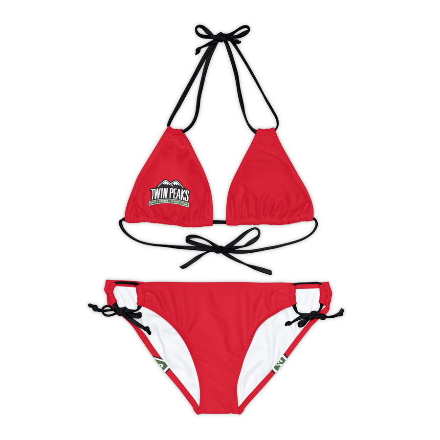 TWIN PEAKS RED/GREEN Strappy Bikini Set