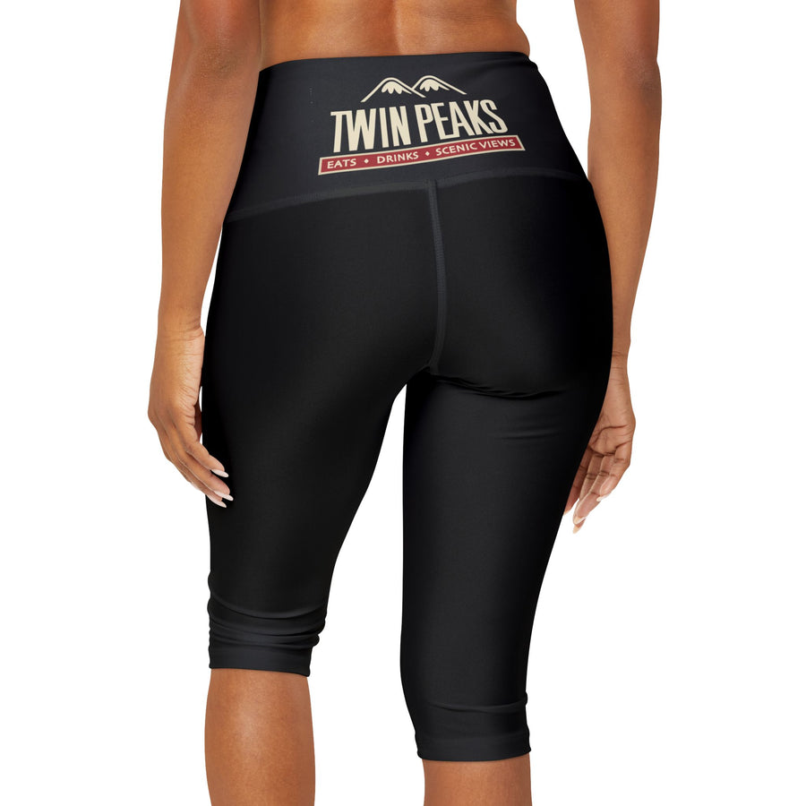 TWIN PEAKS BLACK/RED Yoga Capri Leggings