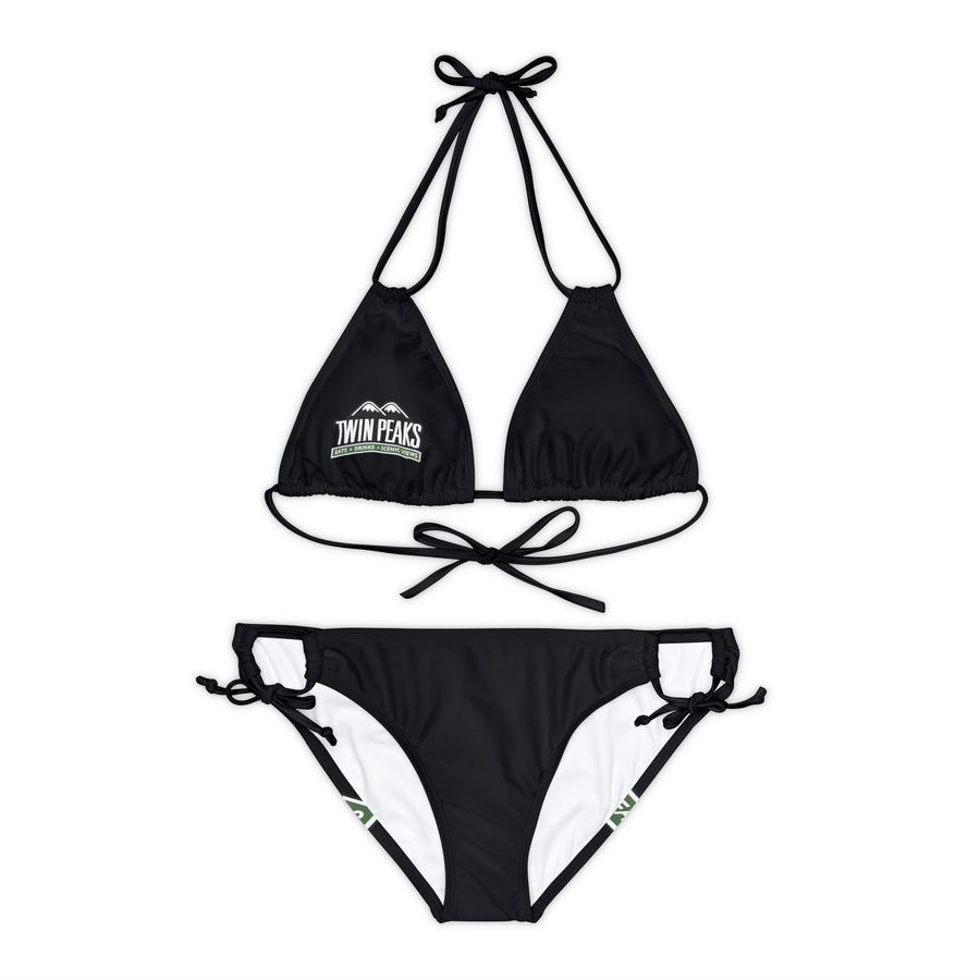 TWIN PEAKS BLACK/GREEN Strappy Bikini Set